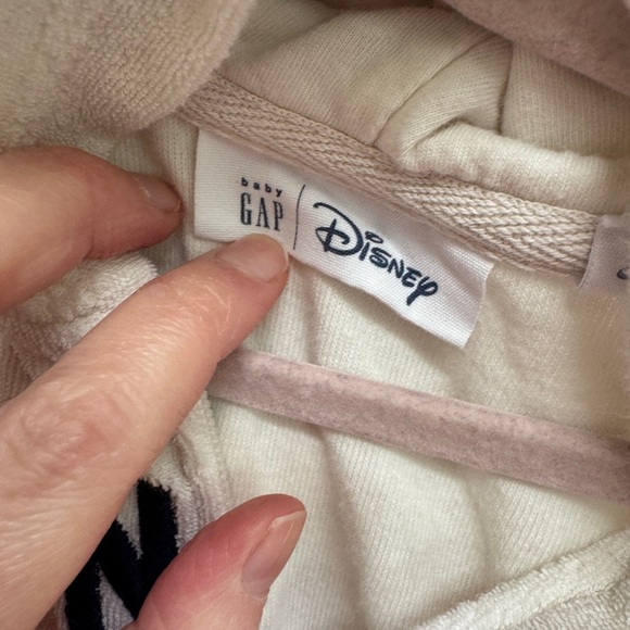 GAP Disney 2T Minnie Mouse Cream and Black Hoodie with Rainbow Text and Ears - Picture 5 of 10